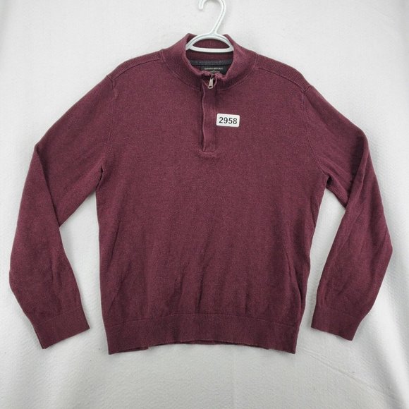Banana Republic Sweater Men's Long Sleeve 1/4 Zip Pullover High Neck Purple Med - Picture 12 of 12